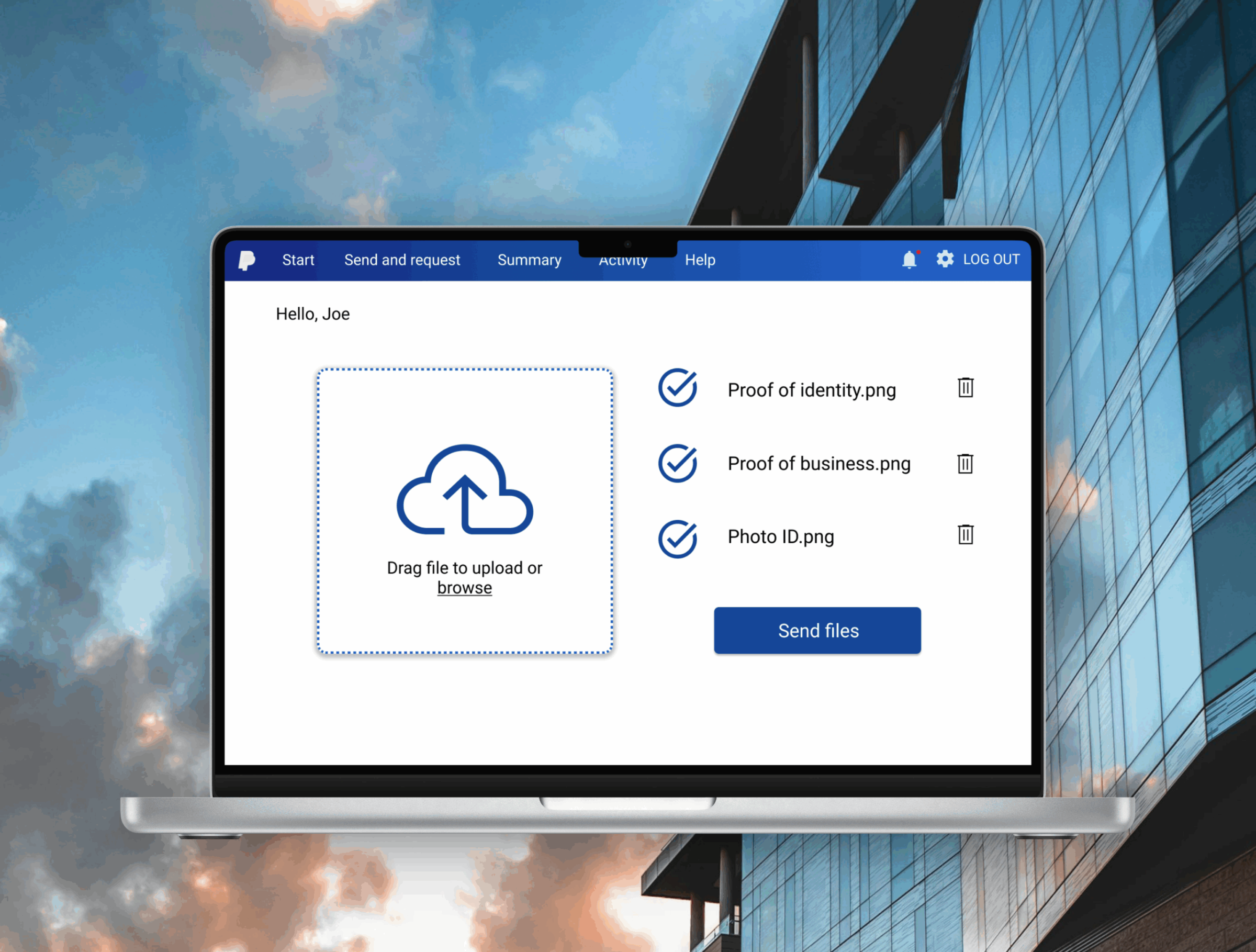 PayPal Document Uploading Page UI Redesign